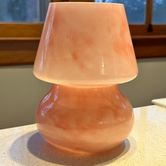 Glass Mushroom Lamp, Bedside Table Lamp, Retro Lamp, Vintage Lamp, Pink Marble - Picture 6 of 10